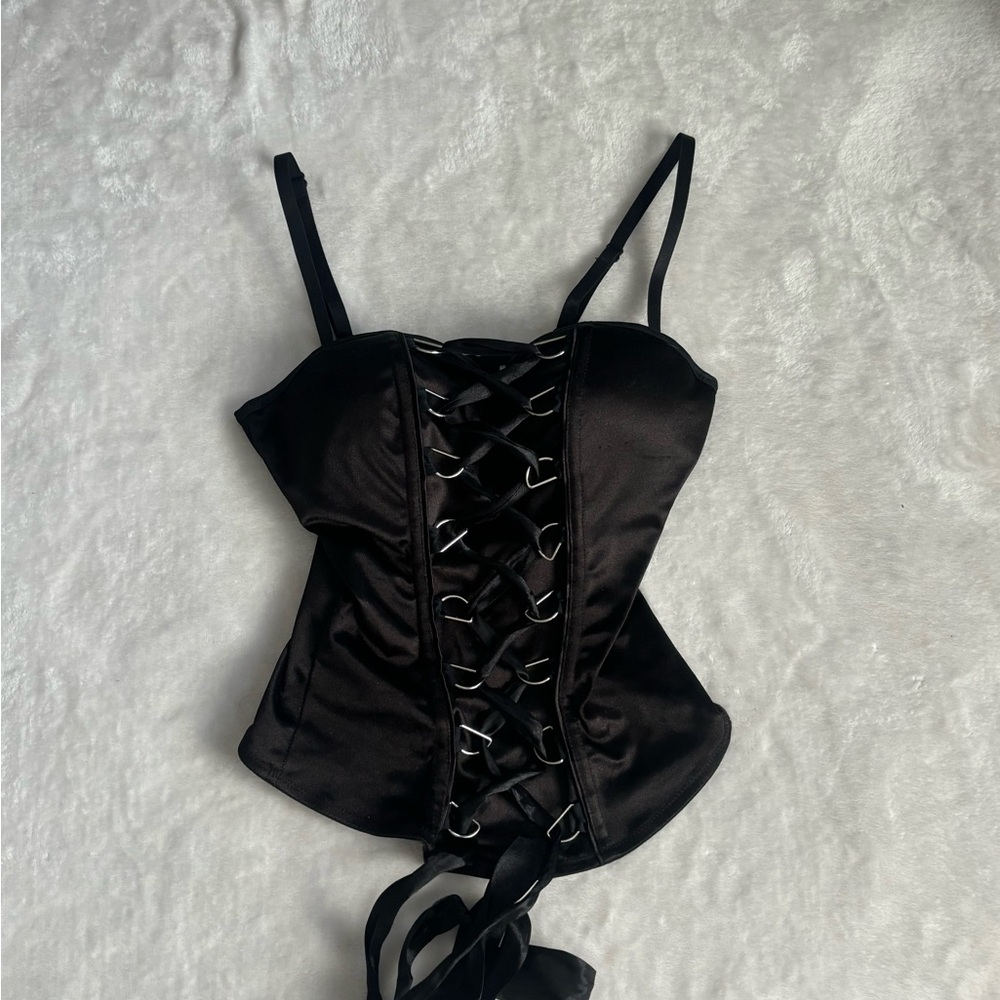 Spirit Black Lace-Up Corset Top - Picture 2 of 4